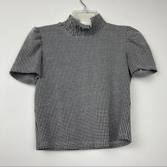 Zara Houndstooth Mock Smock Top - Picture 3 of 5